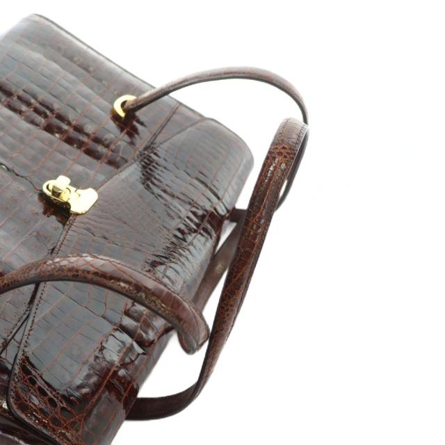 【中古】ジャンフランコロッティ GIANFRANCO LOTTI ハンドバッグ トート シャイニー クロコダイル レザー ワニ革 赤 中古】ジャンフランコロッティ GIANFRANCO LOTTI ハンドバッグ トート