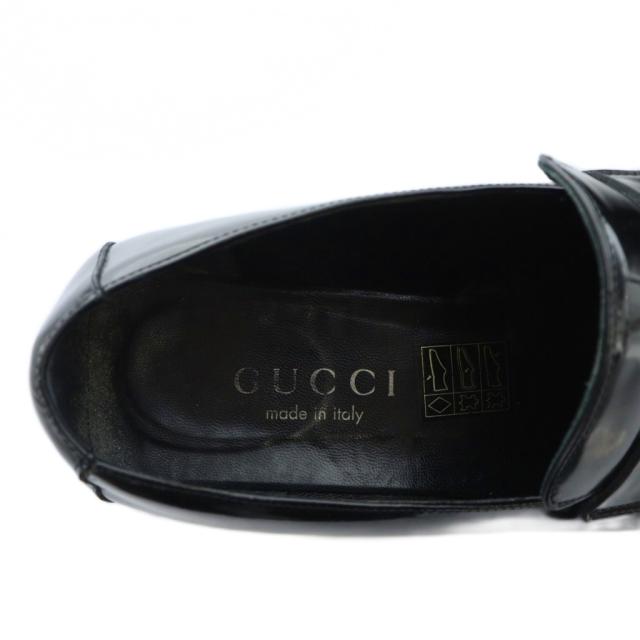 【中古】グッチ GUCCI ローファー モカシン スクエアトゥ ロゴ 35.5 22.5cm 黒 ブラック ■GY18 /MQ ■OH