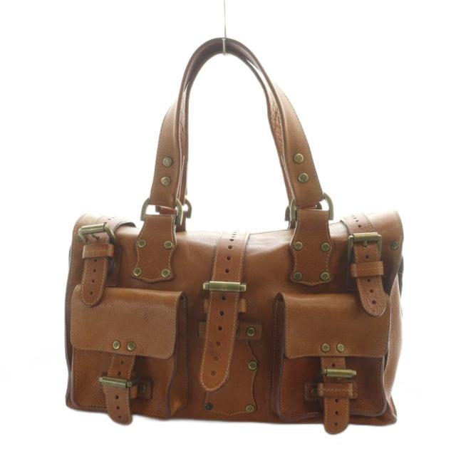 【中古】マルベリー Mulberry ハンドバッグ ミニボストン ロゴ レザー 茶 ブラウン ■GY11 /MQ メンズ