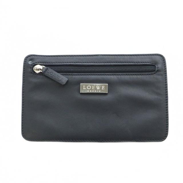 【中古】ロエベ LOEWE ポーチ 小物入れ レザー ロゴ 黒 ブラック ■GY18 /MQ レディース