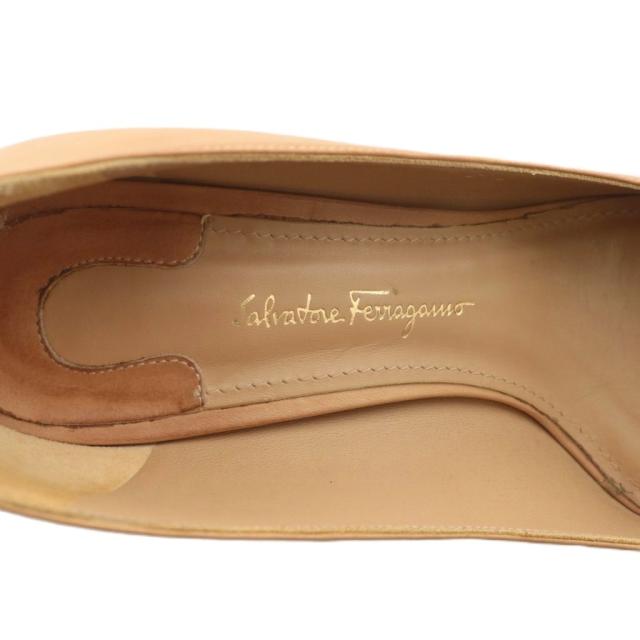 【中古】Salvatore Ferragamo OSCAR 70 パンプス レザー ラウンドトゥ ヒール 5D 22.5cm ベージュ