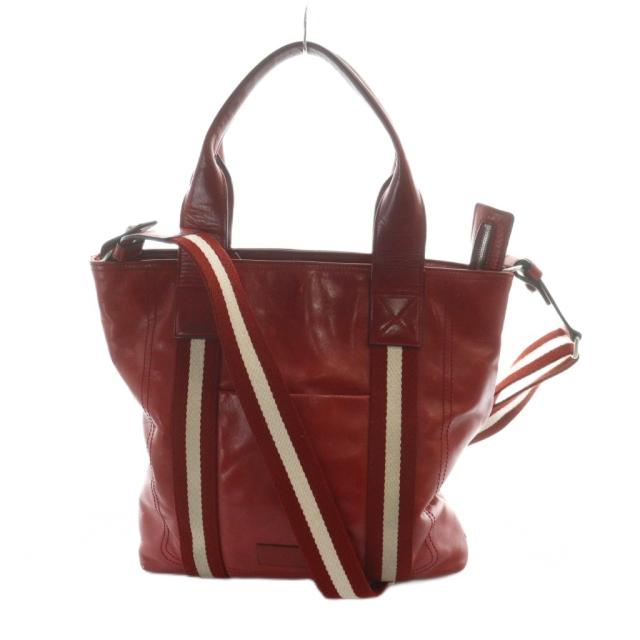 【中古】バリー BALLY トートバッグ ショルダー 2WAY レザー ロゴ 赤 レッド ■GY18 /MQ メンズ