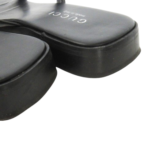 【中古】グッチ GUCCI フラットサンダル ミュール スクエアトゥ レザー 革 Gロゴ 36 23.0cm 黒 ブラック /CK24