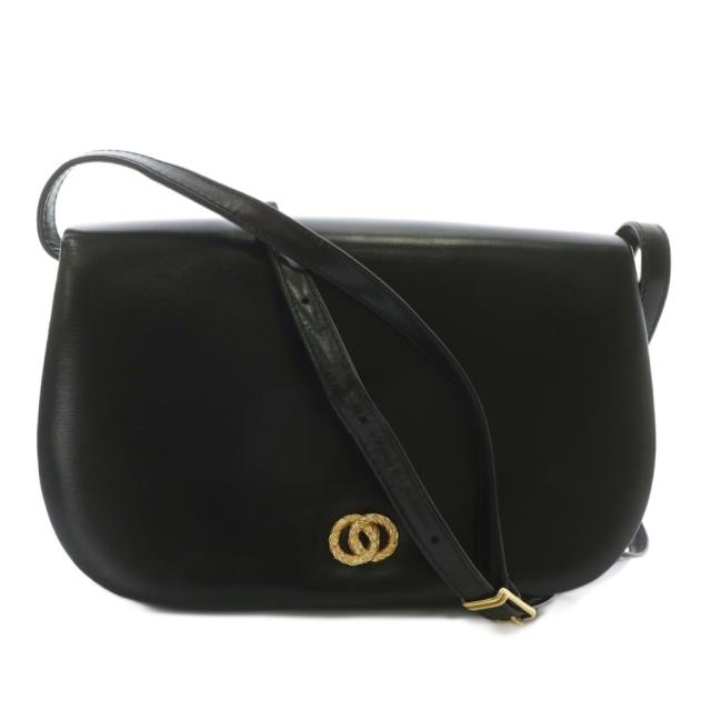 【中古】ロウナー LAUNER ショルダーバッグ レザー マグネット ゴールド金具 黒 ブラック /XZ ■GY18 レディース