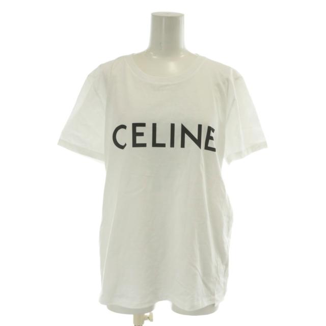 【中古】未使用品 セリーヌ CELINE エディ期 Tシャツ カットソー 半袖 クルーネック ロゴ プリント M 白 2X314916G
