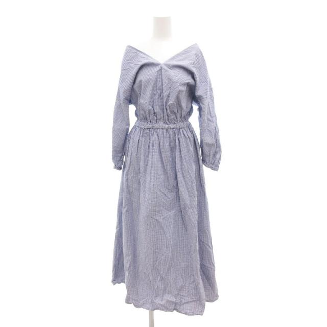 【中古】ロンハーマン Ron Herman ワンピース ミモレ ロング ギンガムチェック シアサッカー S ブルー ホワイト