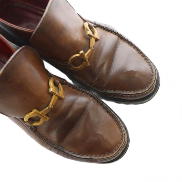 【中古】サルヴァトーレフェラガモ Salvatore Ferragamo ローファー モカシン ガンチーニ レザー 5 22.5cm 茶