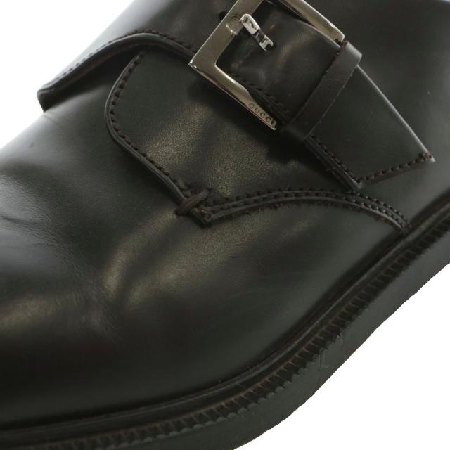 【中古】GUCCI ビジネスシューズ ローファー レザー ラウンドトゥ モンクストラップ 40.5 25.5cm ダークブラウン