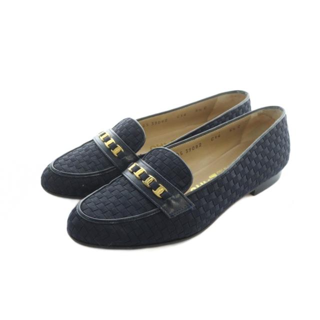 【中古】サルヴァトーレフェラガモ Salvatore Ferragamo ローファー モカシン ロゴ ラウンドトゥ 4連ヴァラ 5.5