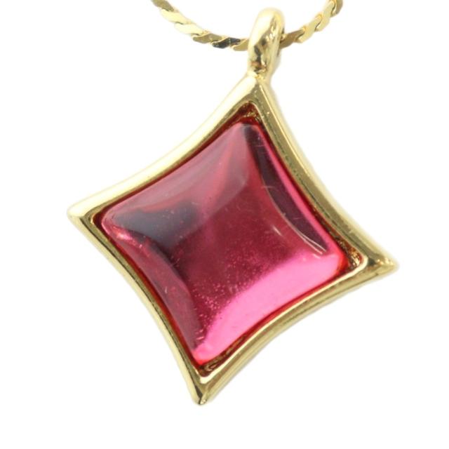 【中古】イヴサンローラン YVES SAINT LAURENT ヴィンテージ ネックレス 赤石 カラーストーン ゴールドカラー 金色