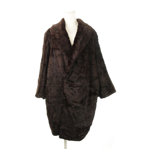 【中古】ナカムラファー nakamura fur ファーコート ミンクファー 毛皮 ショールカラー ロング丈 和装 SM 茶