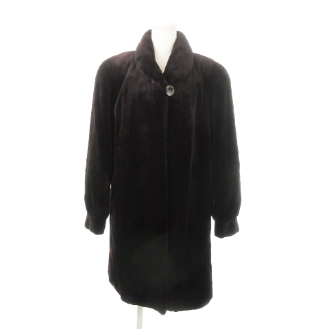【中古】サガミンク SAGA MINK 銀サガ ファーコート シェアードミンクファー 毛皮 ロング F 茶 ダークブラウン