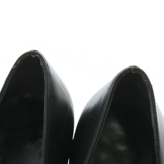 【中古】Salvatore Ferragamo パンプス レザー スクエアトゥ ハイヒール ガンチーニ 7.5 24.5cm 黒