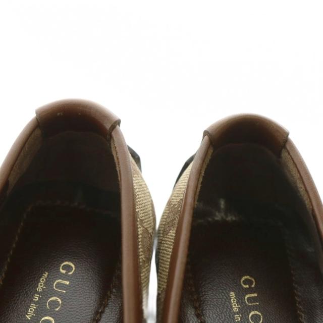 【中古】グッチ GUCCI ドライビングシューズ ローファー スリッポン GGキャンバス 総柄 34.5 21.5cm ベージュ 091003