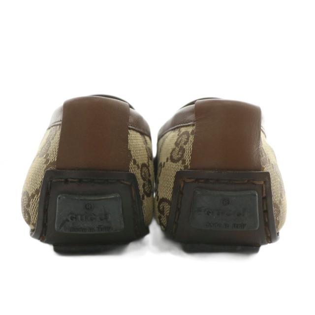 【中古】グッチ GUCCI ドライビングシューズ ローファー スリッポン GGキャンバス 総柄 34.5 21.5cm ベージュ 091003