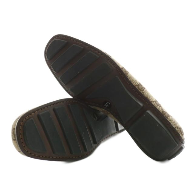 【中古】グッチ GUCCI ドライビングシューズ ローファー スリッポン GGキャンバス 総柄 34.5 21.5cm ベージュ 091003