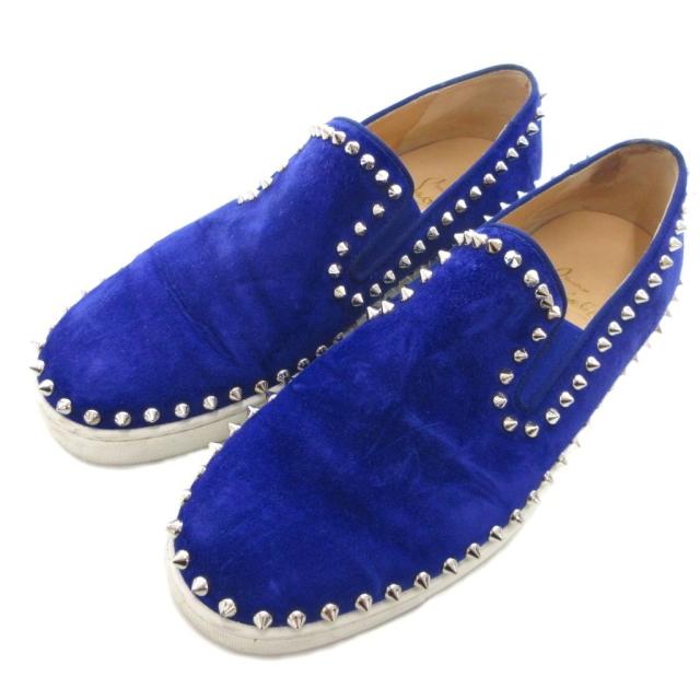 【中古】クリスチャンルブタン Christian louboutin スリッポン スエード フラットシューズ スタッズ 40 1/2