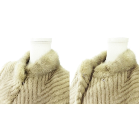 中古】ノーブランド ファーコート ミンクファー 毛皮 スタンドカラー