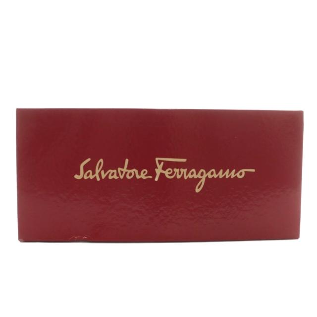 【中古】Salvatore Ferragamo ヴァラ パンプス レザー スクエアトゥ チャンキーヒール ロゴ ゴールド金具 5 22.5cm 黒