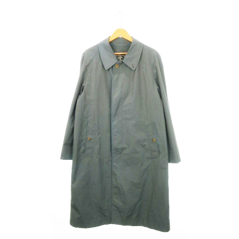 【中古】バーバリーズ Burberrys ヴィンテージ ステンカラーコート スプリングコート ロング 比翼 L 緑 グリーン