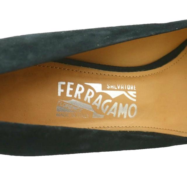 【中古】未使用品 サルヴァトーレフェラガモ パンプス スエード ポインテッドトゥ 7.5 24.5cm 黒 ブラック レディース