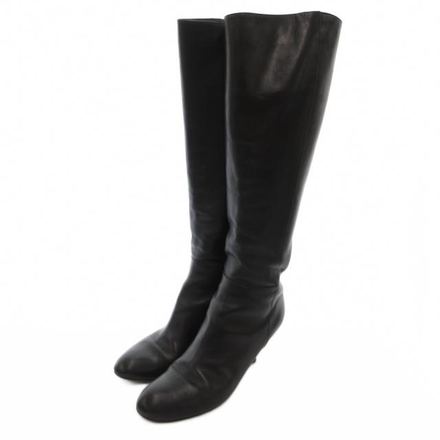 【中古】セルジオロッシ Sergio rossi ロングブーツ レザー ピンヒール バックジップ 36.5 黒 ブラック /JS ■GY17