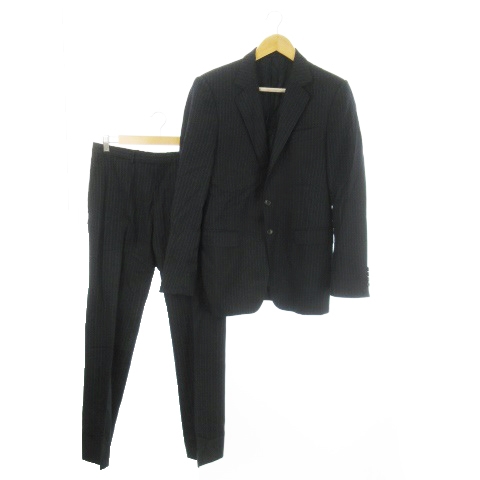 【中古】GUCCI シングルスーツ セットアップ テーラードジャケット 総裏地 パンツ スラックス ストライプ 42R M 紺
