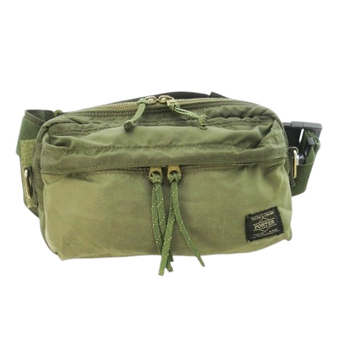 【中古】ポーター 855-07501 フォース 2WAY ウエストバッグ ボディバッグ ショルダーバッグ ナイロン 緑 カーキ