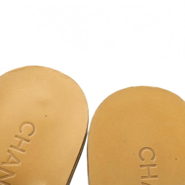 【中古】CHANEL ミュール サンダル レザー オープントゥ チェーン ココマーク 36.5 23.5cm 茶色 黒 G32880