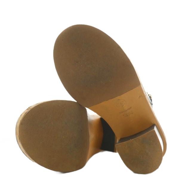 【中古】CHANEL ミュール サンダル レザー オープントゥ チェーン ココマーク 36.5 23.5cm 茶色 黒 G32880