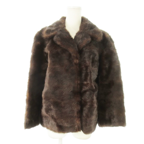 【中古】ノーブランド ファーコート ショート丈 ミンク 毛皮 茶 ブラウン /AO16 ■GY18 レディース