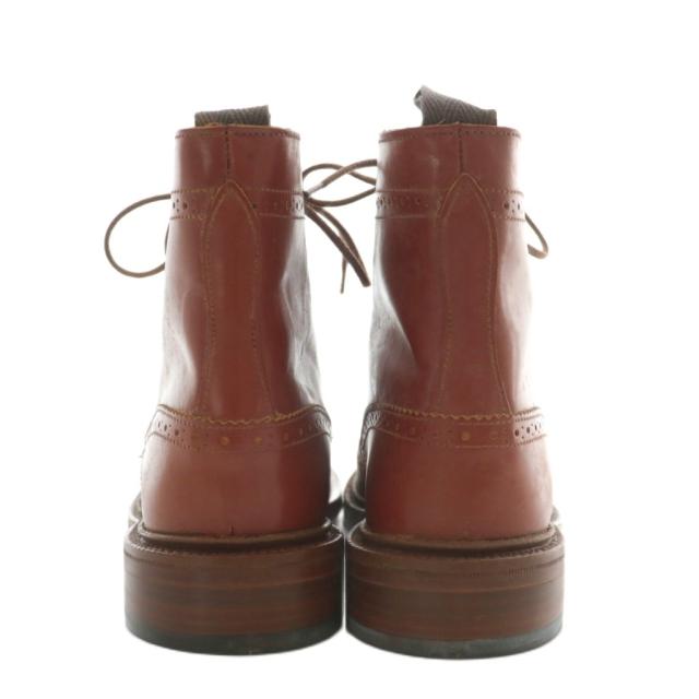 【中古】TRICKER'S カントリーブーツ レザー ショート ウィングチップ メダリオン 4.5 23.5cm 茶色 LS180