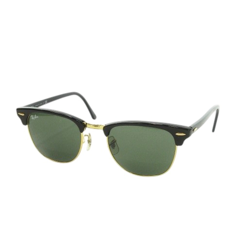 【中古】レイバン RAY BAN CLUB MASTER サングラス コンビフレーム ロゴ 51 21 145 黒 ゴールドカラー