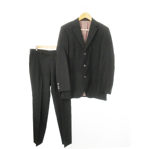 【中古】ヒューゴボス HUGO BOSS シングルスーツ セットアップ テーラードジャケット パンツ スラックス 46 黒