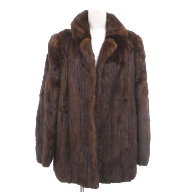 【中古】ノーブランド ファーコート ミンク ミンクファー 毛皮 ハーフ ブラウン /IU ■GY18 レディース