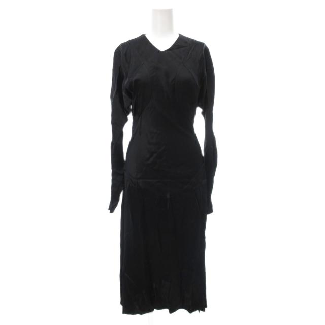 【中古】未使用品 ヴィヴィアンウエストウッド アングロマニア タグ付き ワンピース Vネック ロング サテン 40 黒