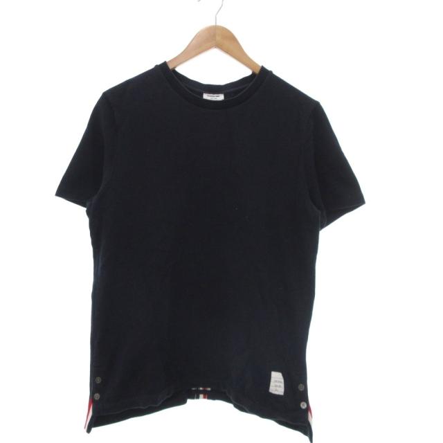 【中古】トムブラウン THOM BROWNE クラシック ピケ ストライプ Tシャツ 半袖 1 紺 ネイビー MJS056A /UO ■GY18
