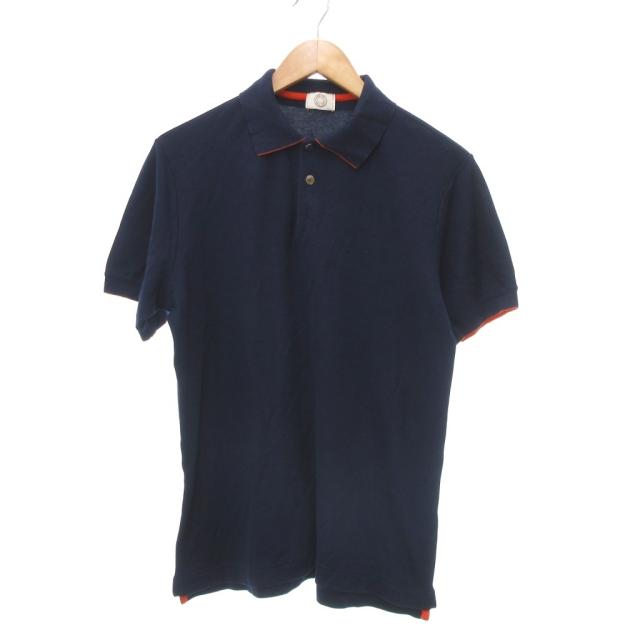 【中古】エルメス HERMES セリエ ポロシャツ ドゥブルジュ 半袖 M 紺 ネイビー /UO ■GY18 メンズ