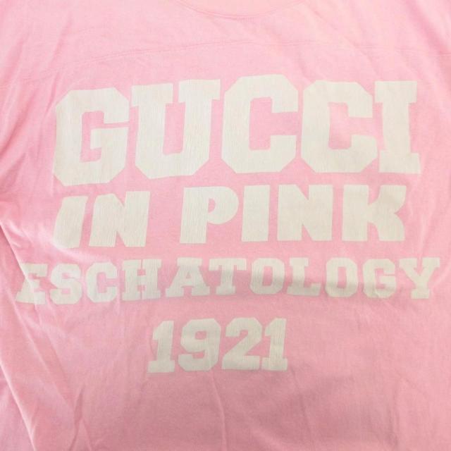 【中古】グッチ GUCCI Tシャツ 半袖 Eschatology プリント オーバーサイズ S ピンク 655459 XJDLY /UO ■GY18_3