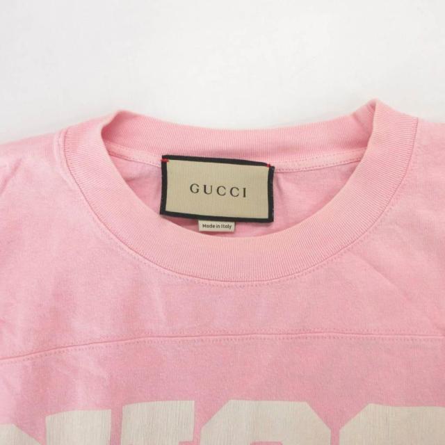 【中古】グッチ GUCCI Tシャツ 半袖 Eschatology プリント オーバーサイズ S ピンク 655459 XJDLY /UO ■GY18_4