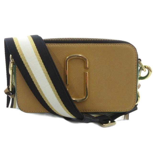 【中古】マークジェイコブス MARC JACOBS スナップショット ショルダーバッグ PVC ロゴ ベージュ 緑 グリーン /JS
