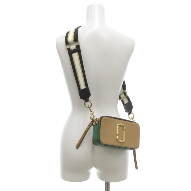 【中古】マークジェイコブス MARC JACOBS スナップショット ショルダーバッグ PVC ロゴ ベージュ 緑 グリーン /JS