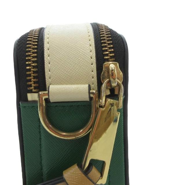 【中古】マークジェイコブス MARC JACOBS スナップショット ショルダーバッグ PVC ロゴ ベージュ 緑 グリーン /JS