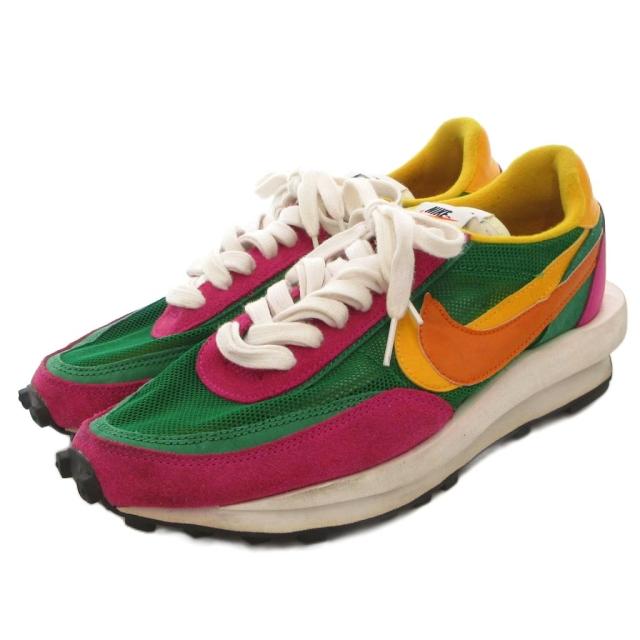 【中古】ナイキ NIKE × サカイ sacai ワッフル グリーン スニーカー シューズ メッシュ スエード 26.5cm