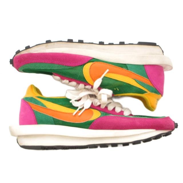 【中古】ナイキ NIKE × サカイ sacai ワッフル グリーン スニーカー シューズ メッシュ スエード 26.5cm