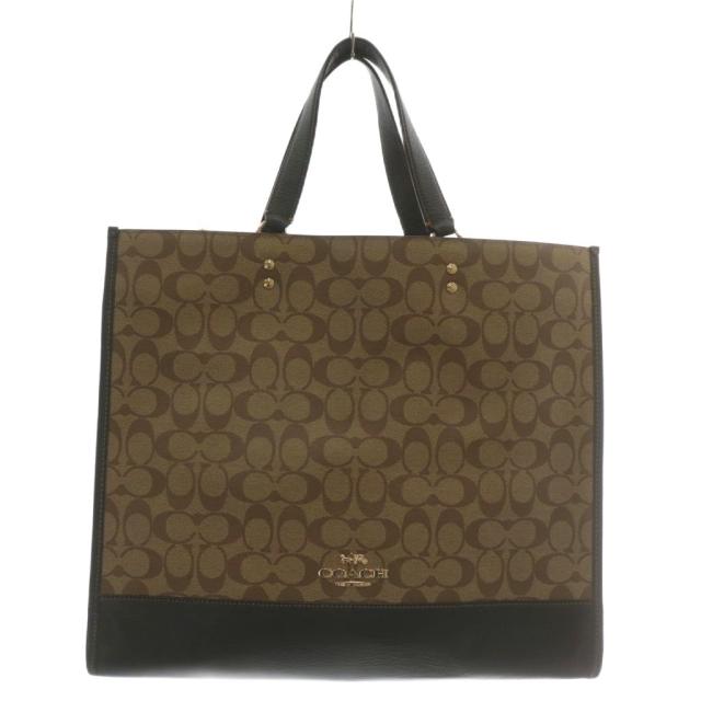 【中古】COACH デンプシー トート 40 トートバッグ ショルダー 2WAY PVC レザー シグネチャー ロゴ 茶色 黒 C7239