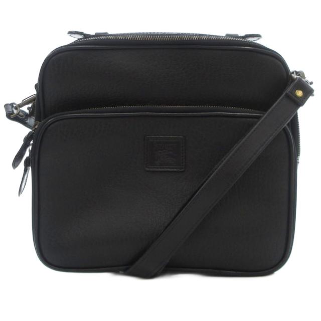 【中古】バーバリーズ Burberrys ヴィンテージ ショルダーバッグ クロスボディ 斜めがけ スクエア レザー ロゴ 黒