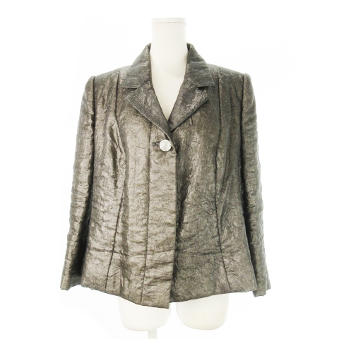 【中古】ヴァレンティノ ガラヴァーニ VALENTINO GARAVANI ジャケット テーラーカラー シワ加工 ハク ウール グレー