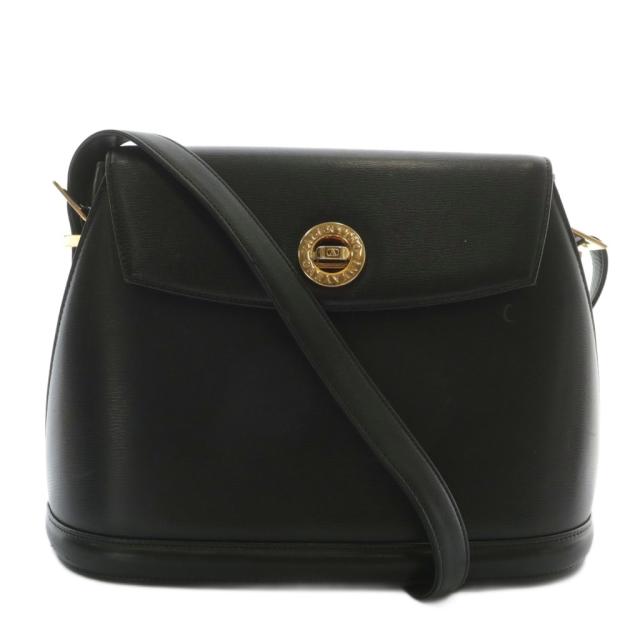 【中古】ヴァレンティノ ガラヴァーニ VALENTINO GARAVANI ショルダーバッグ レザー ターンロック ゴールド金具 黒