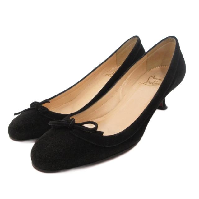 【中古】クリスチャンルブタン Christian louboutin パンプス スエード レザー リボン 36 黒 ブラック /JS ■GY18